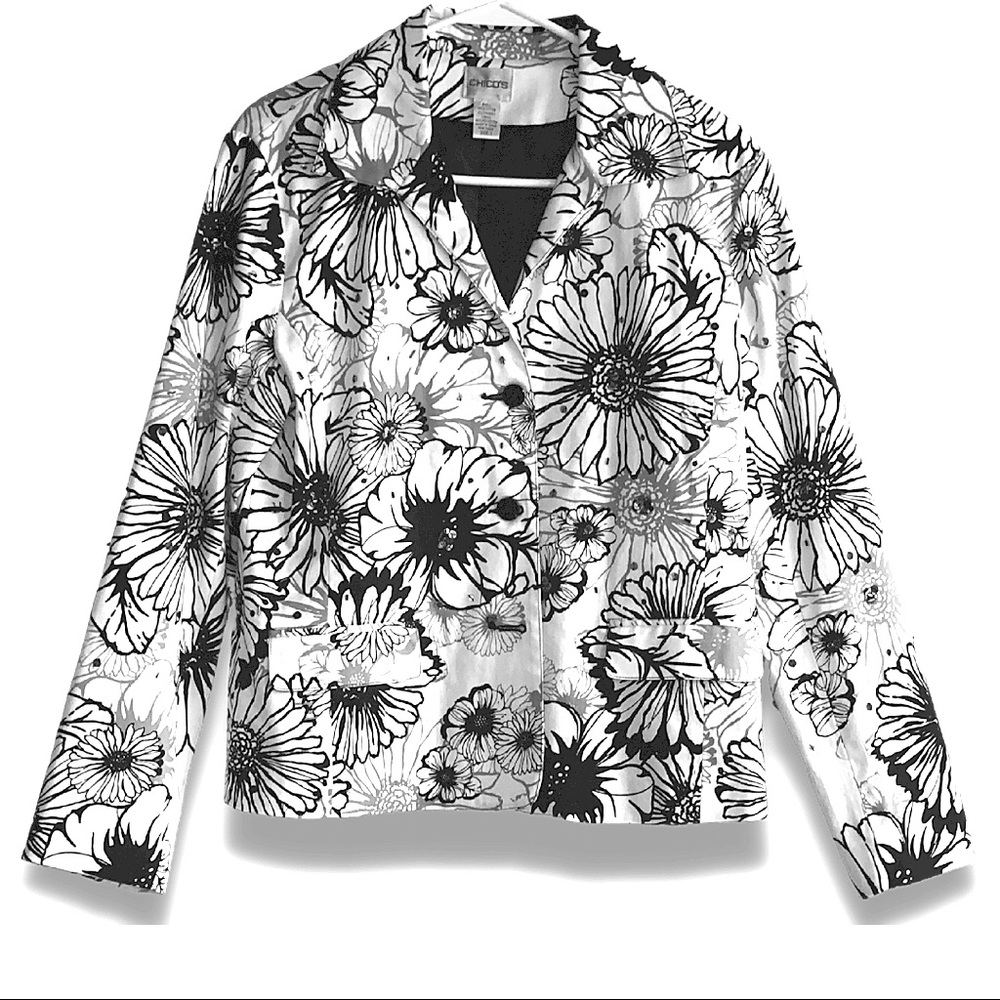 Women’s, Blazers, Chico’s, Size 1, White & Black